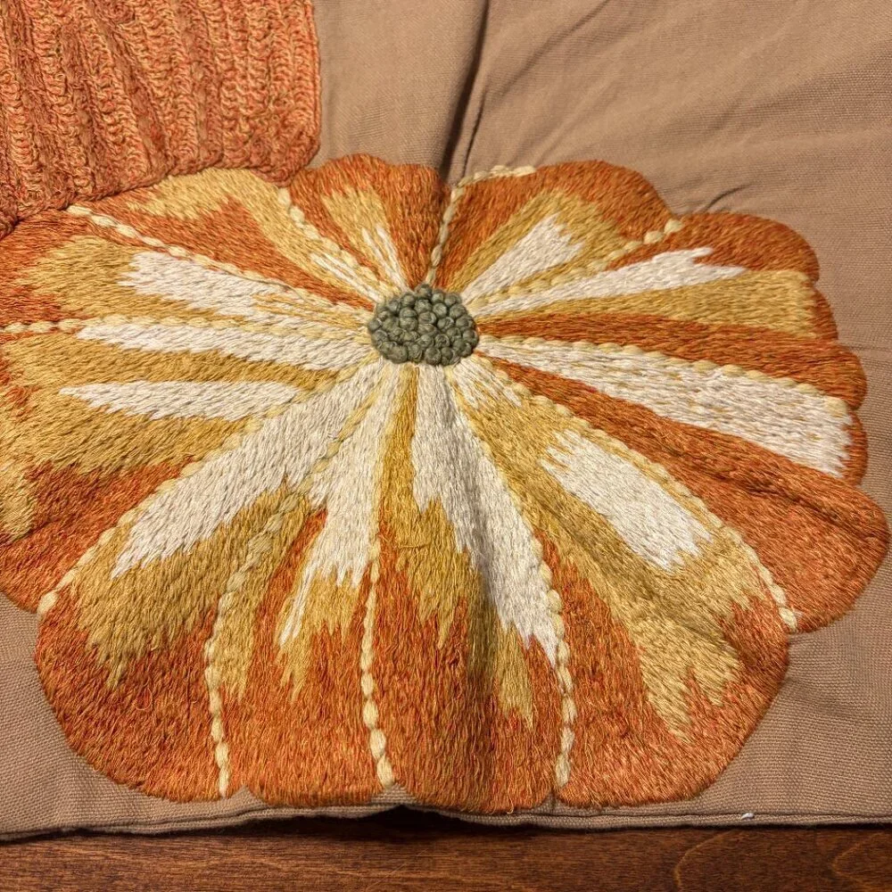 Pottery Barn accent pillowcase fall autumn pumpkin tan cotton 16x26